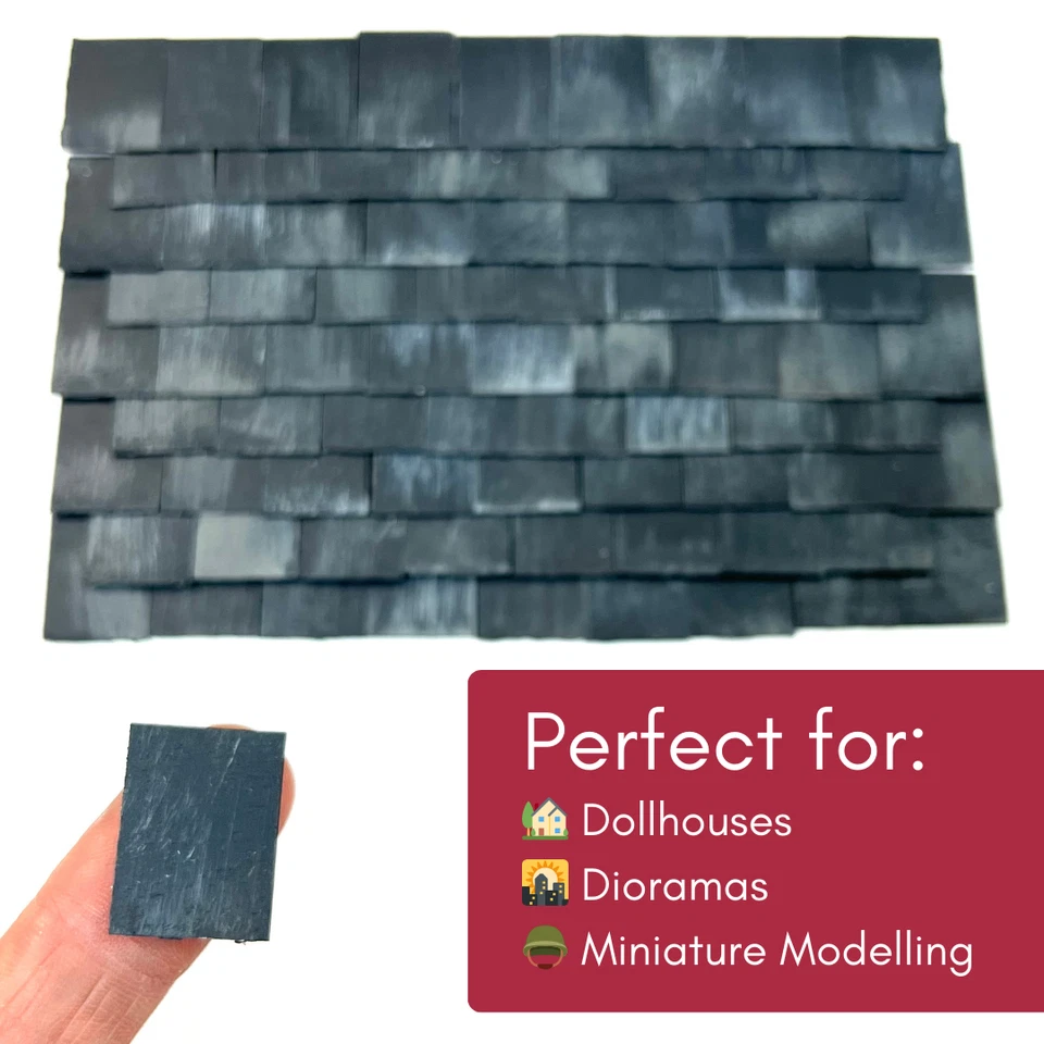Dolls House 1:12th Scale 250 x Styrene Miniature Roof Tiles in Aged Slate Grey - Image 2 of 4
