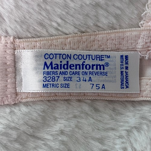 Maidenform Cotton Couture Vintage Lace Padded 34A Underwire Bra Light Pink Fairy - Picture 6 of 10