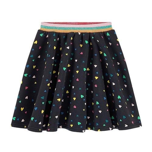 Girls Sonia Rykiel Paris Fire Skater Skirt Black Multi Heart Pull On Jersey 10