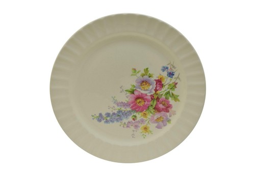 Edwin Knowles ALICIEN Elfenbein Blumen Porzellan Schiff Bodenstempel Essteller 10 1/8" - Bild 1 von 2