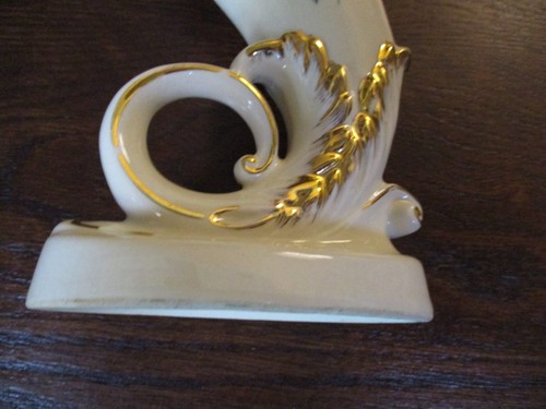 VTG 8" TALL SPAULDING CHINA FLORAL "CORNUCOPIA-HORN OF PLENTY" GOLD GILTED VASE - Picture 9 of 12