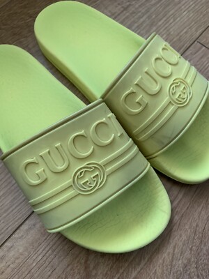 Yellow Gucci Rubber Sandals CHILDREN'S GUCCI LOGO RUBBER SLIDE