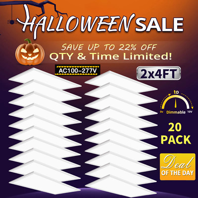 2x4 LED Flat Panel Light,20PC 5%-100% Triac Dimming 110-277V Ultra Ceiling Light