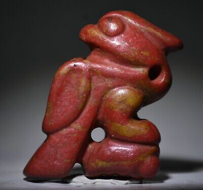 2.8" Old Chinese Hongshan Culture vendre Turquoise Carved Bird Statue Amulet Pendant
