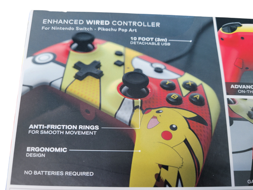 Nintendo Switch PowerA Pokemon Pikachu Pop Art Enhanced Wired Controller - NIB - Picture 3 of 13