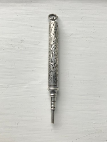 Antique Sterling Silver Chetelaine Mechanical Pencil - Victorian - Telescopic - Bild 7 von 24