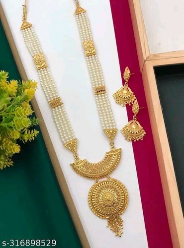 Indische vergoldete Bollywood Hochzeit ethnisch lange Halskette Ohrringe Schmuck Set