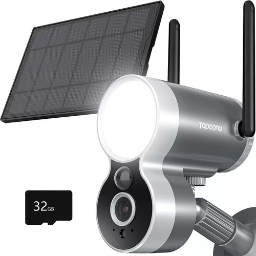 3MP CCTV Überwachungskamera im Freien WiFi Solar Bewegungserkennung Licht Alarm