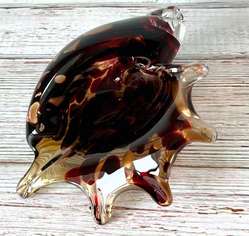 Kunstglas Muschel Muschel Briefbeschwerer signiert Wilson '00 braun Bernstein Gold ~ maritim - Bild 5 von 12