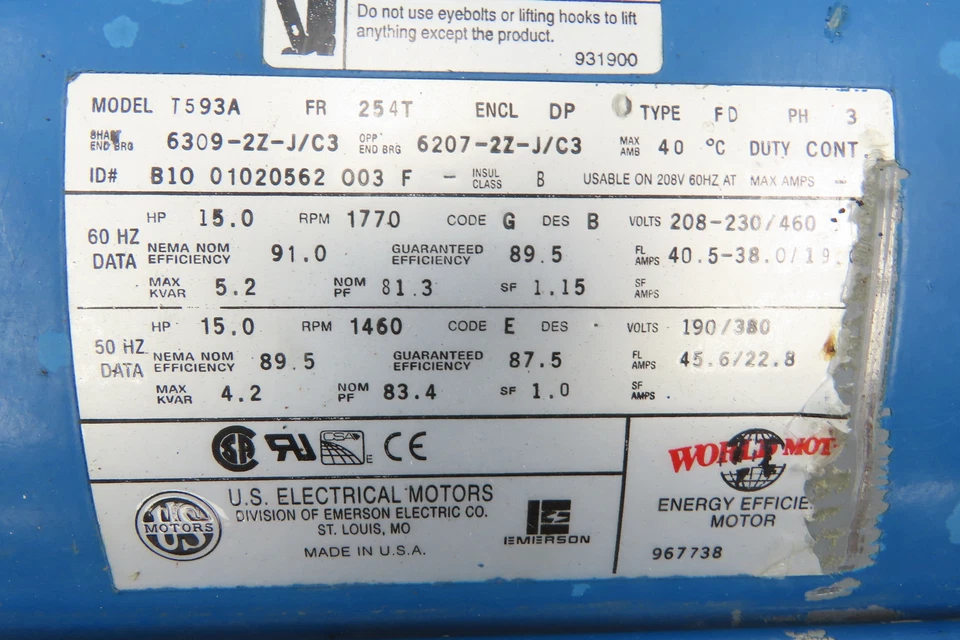 Bomba centrífuga Peerless 4AE11 caja dividida 5x4" brida 15 hp 230/460 V 3PH Foto 3 de 4