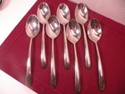 7 Hampton Silversmiths Slope Stainless Oval Place Soup Spoons Flatware 7 7/8" C