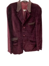Gianni Versace Versus Men's Dark Red Velvet Vintage Blazer Jacket, 1990s L