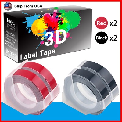 (2Red+2Black) Label Tape for Dymo Organizer Xpress Pro (12966)