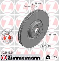 2X Zimmermann 150.2962.20 Bremsscheibe FüR BMW ROLLS-ROYCE