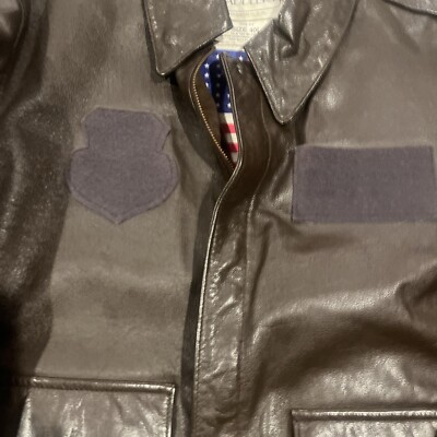 Vintage 90s Goatskin Leather A-2 Flight Jacket Mens 40L Map