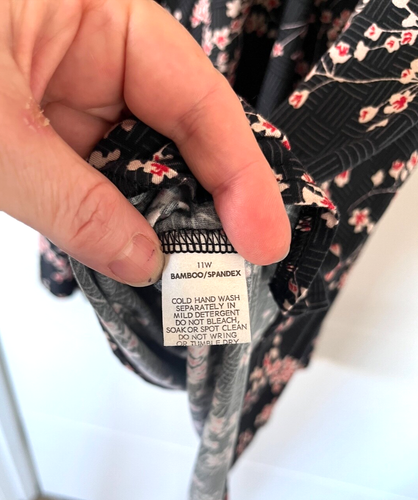 Maiocchi dress 14 Black with Japan cherry blossom bamboo spandex + fabric belt - Picture 2 of 5