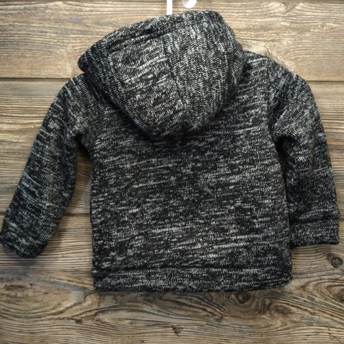 CARTER'S Baby Boy Hooded Sweater Jacket 9M Gray Black Red Plaid Toggle Buttons - Picture 2 of 11