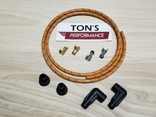 Custom 7mm Copper Core Cloth Spark Plug Wire Sets - Oak Orange With Black