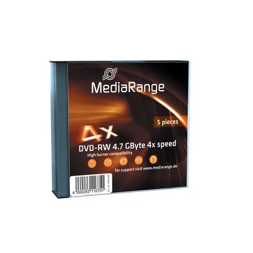 5 MediaRange DVD -RW 4,7 GB 4x Slim case rw Speed Gbyte Custodia MR448