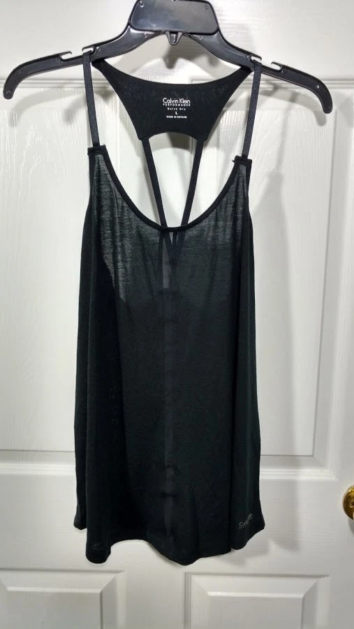 Nueva camiseta sin mangas de entrenamiento activo Calvin Klein Performance Epic Racerback para mujer PF6T0161 Foto 3 de 4