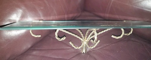 VTG HOMCO Mid Cen Mod Twisted Rope GOLD Wall Display Shelf w/GLASS TOP! - Picture 5 of 5