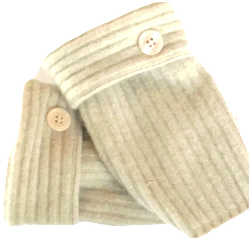FINGERLESS GLOVES TAN KHAKI BROWN 100% CASHMERE S M L OS ONE SIZE ARM WARMERS