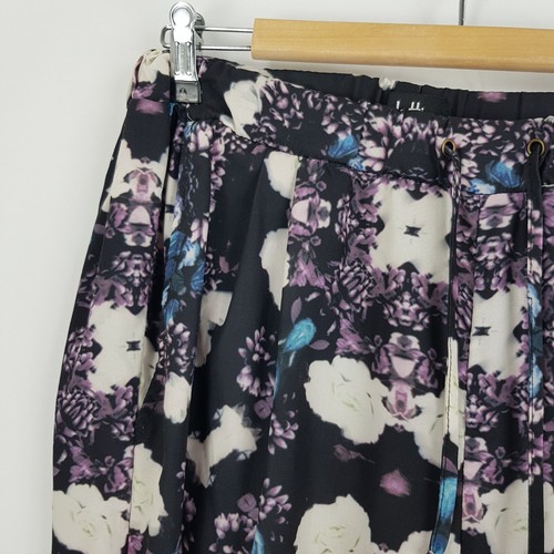 Dotti Womens Size 10 Purple Floral Drawstring Patterned Harem Leg Pants Pockets - Picture 7 of 21