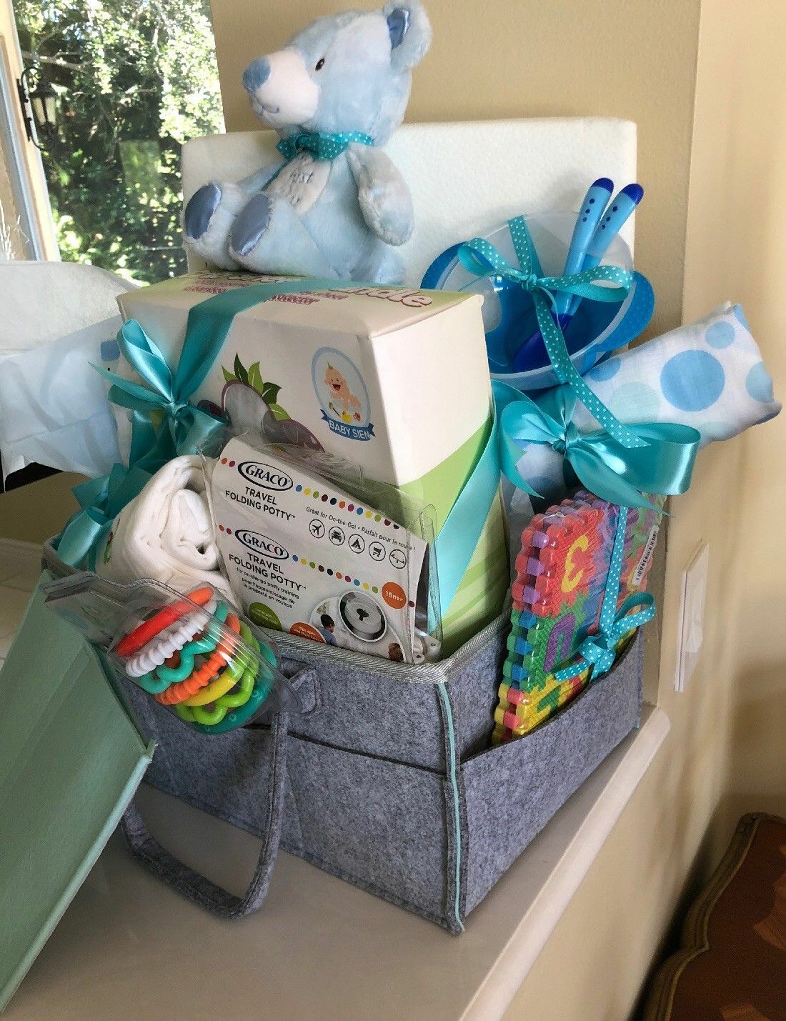 Baby Diaper Caddy Organizer Large Organizer Tote Basket for Boys or Girls  Wonderful Baby Shower Gift Mint Color Size 15 X 10 X 7 