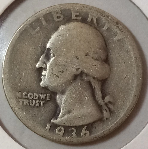 1936-D WASHINGTON QUARTER 90% SILVER (Good Details) KEY DATE