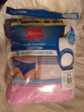 5 PR LADIES HANES HIPSTERS TAGLESS WICKING COOL COMFORT COTTON PANTIES SZ 9