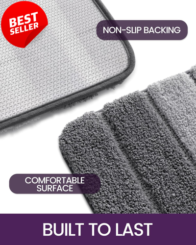 Bath Mat Bathroom Rug Absorbent Non-Slip Washable Shower Carpet 50x80cm Grey - Picture 5 of 12