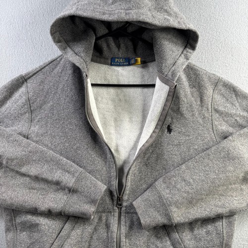 Polo Ralph Hoodie Herren Large grau Fleece Full Zip Thermo Kapuze Sweatshirt