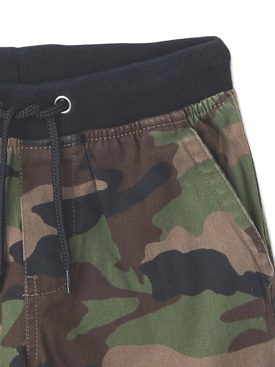 【WONDER WONDER】Pavin Bermuda Half-Length Cargo Pants Wonder Nation Boys Cargo Shorts, 2-Pack, Black/Camo, XS (4-5