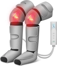 Air Compression Leg Massager with Heat, Calf Knee Foot Massager for Circulati...