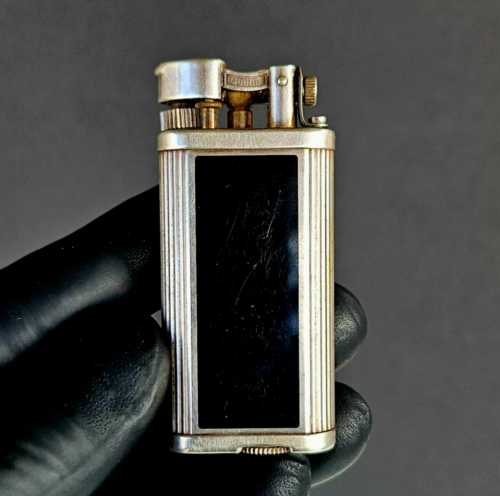 Vintage Dunhill Unique Black Enamel Lift Arm Gas Lighter