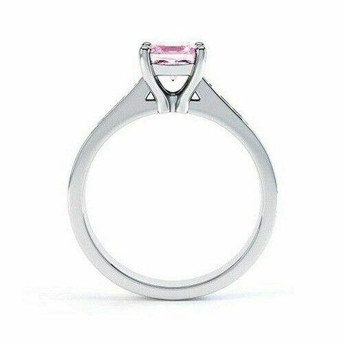3.25Ct Princess Pink & White Lab-Created Diamond Engagement Ring 14K White Gold - Bild 3 von 5