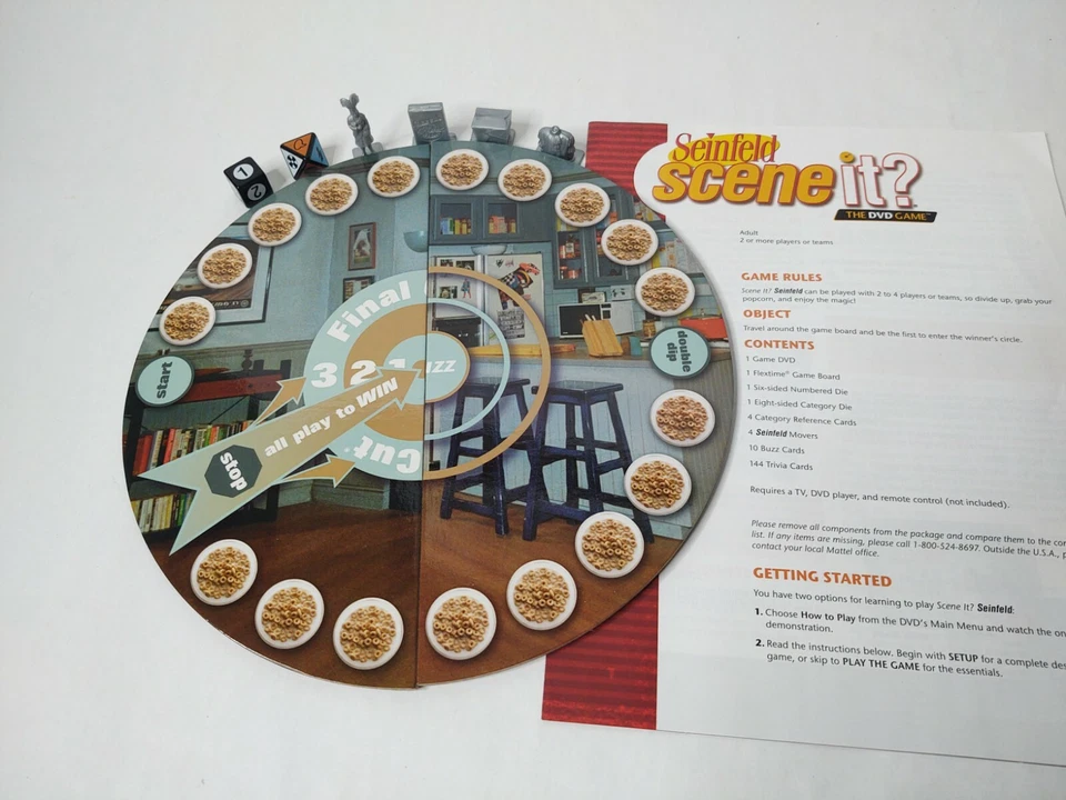 Seinfeld Scene it? Parts Replacement Pieces Dice Movers Board Instructions - Image 2 of 2