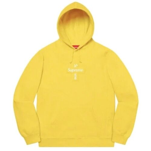 Supreme Cross Box Logo Hoodie Hooded Sweatshirt Lemon Yellow