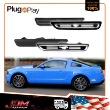 For 2010-2014 Ford Mustang Smoked Lens Front & Rear White LED Side Marker Lights