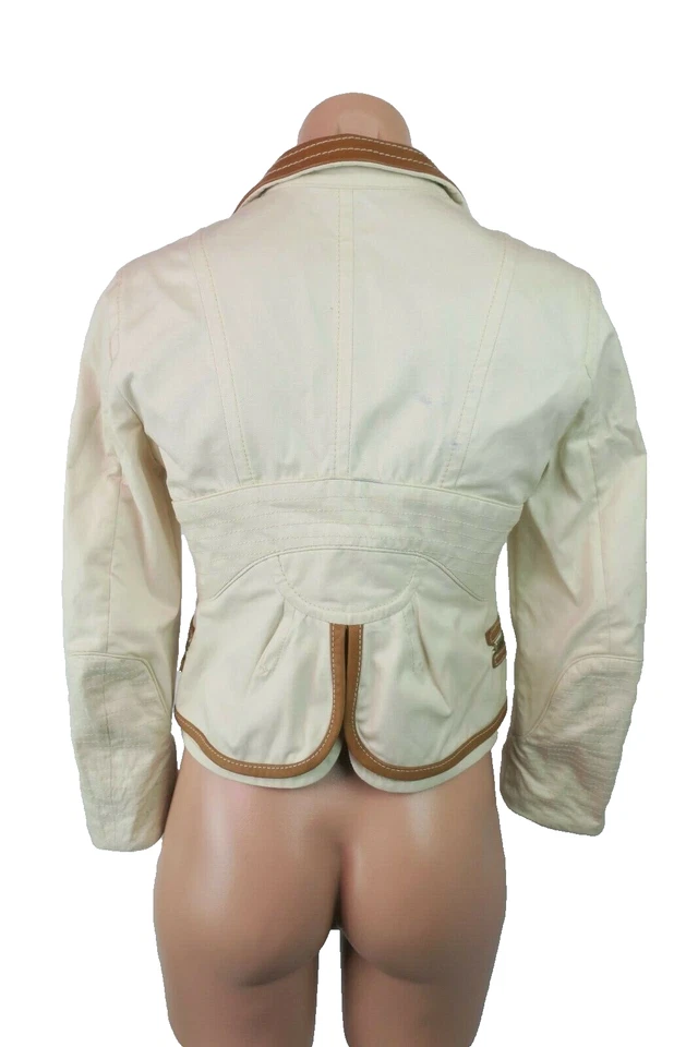 Chaqueta de motociclista Dsquared marrón marfil corta a presión etiqueta 40 Foto 2 de 4