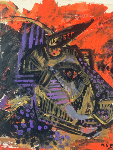 MICHEL DE ALVIS (1936-2019) BELLE PEINTURE TAUREAU CUBISTE SIGNEE 1960 (98) - Foto 3 di 5