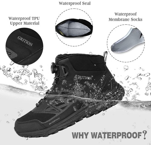 GRITION Euro Gr. 42 schwarz Wanderschuhe wasserdicht Mid Walking Schnellschnürer Neu mit Etikett - Bild 4 von 6