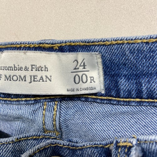 Jeans Abercrombie & Fitch mamma donna 24 blu denim invecchiato 5 tasche vita media - Foto 8 di 15