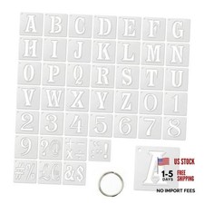 42 PCS Letter and Number Stencils Set with Metal Ring, Reusable PET Alphabet