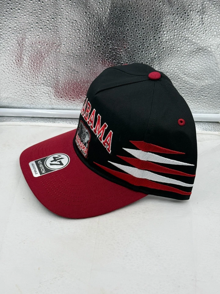 Alabama Crimson Tide NCAA '47 Marca Negro Diamante Enganche Snapback Sombrero Ajustable Foto 2 de 4