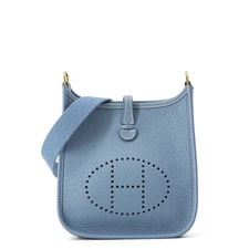 HERMES Evelyne Long Size TPM Taurillon Clemence New Blue Jean