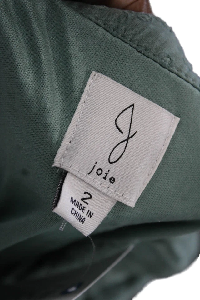 Vestido Camisa Joie Mujer Mini Verde Cuello Alto Manga Corta Algodón Talla 2 Foto 4 de 4