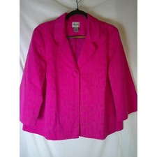Chicos Hot Pink Geometric Jacquard Single Button Blazer Jacket Womens Size 2 L
