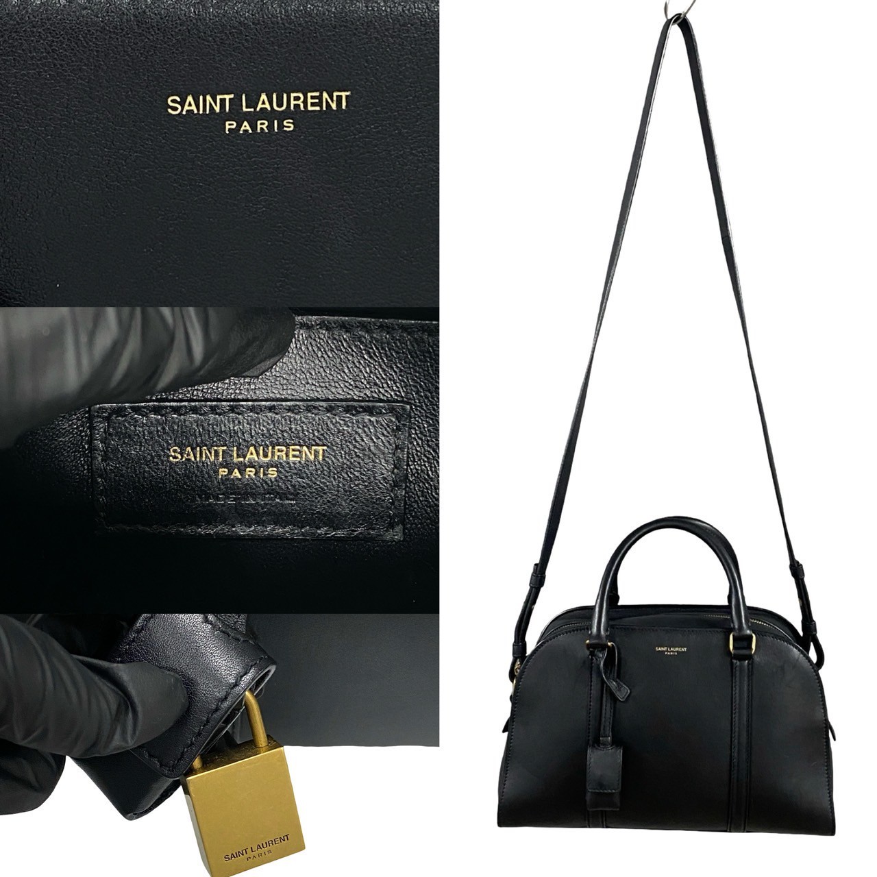 Borsa a tracolla YVES SAINT LAURENT con logo Duffle Lock in pelle nera 77226
