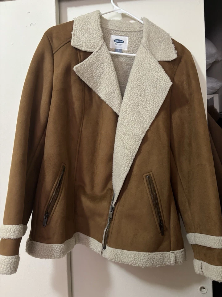 Abrigo Chaqueta Para Mujer Old Azul Marino Marrón Talla Grande Suaide Imitación Piel Forrada Cremallera Completa Foto 4 de 4